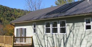 solar hot water panels installed on green home